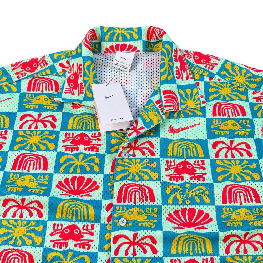 Nike x Mesh Dri-FIT Hawaiian Mesh Camp Shirt Men's L Multicolor NWT